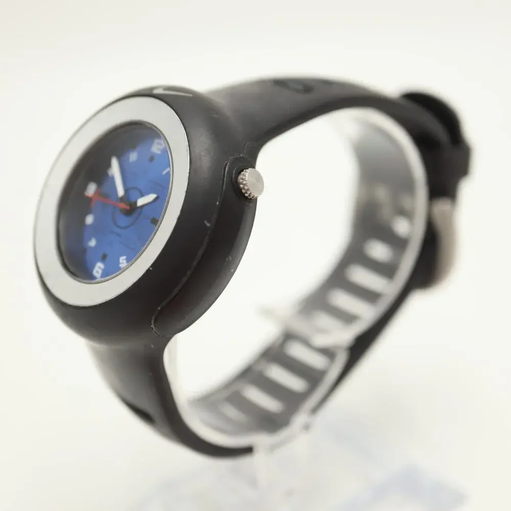 Vintage Y2K Nike Analog Round 40mm Watch Blue Dial Black Resin w New Battery